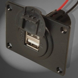 PowerUSB Einbau-Doppel-Steckdose mit Abdeckung und Montageplatte